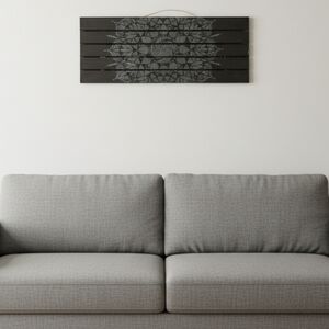 HANDCRAFTED Upcycled Black Wood Panel Board HANDPAINTED Mandala Wall Art Decor